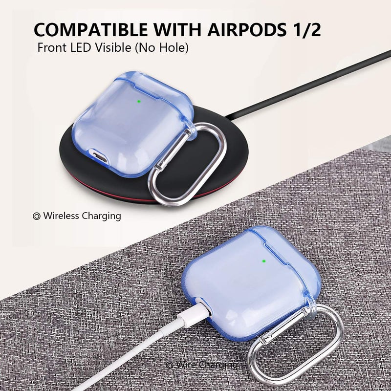 AIRSPO Airpods Case Cover, Clear Soft TPU Protective Cover Compatible with Apple AirPods 1/2 Wireless Charging Case with Keychain (Clear Blue) - Image 5